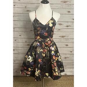 Fashion Nova 'All Puffed Up' satin floral mini cocktail dress Size Small